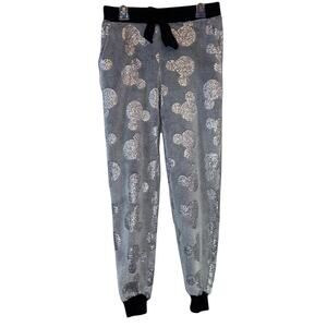 Disney Mickey Mouse Jogger Pants Gray Sparkle Mickey Lounge Sweatpants Y2K XS